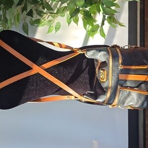 Valentina Black and Brown Italian Leather Messenger Bag